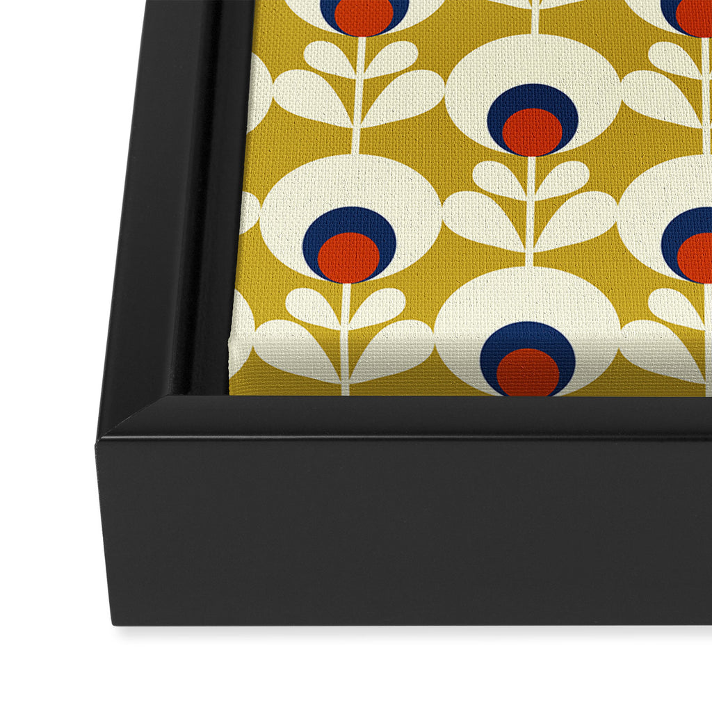 Flowers geometry mustard - retro pattern no3 Framed Canvas Print Gallery Image 3