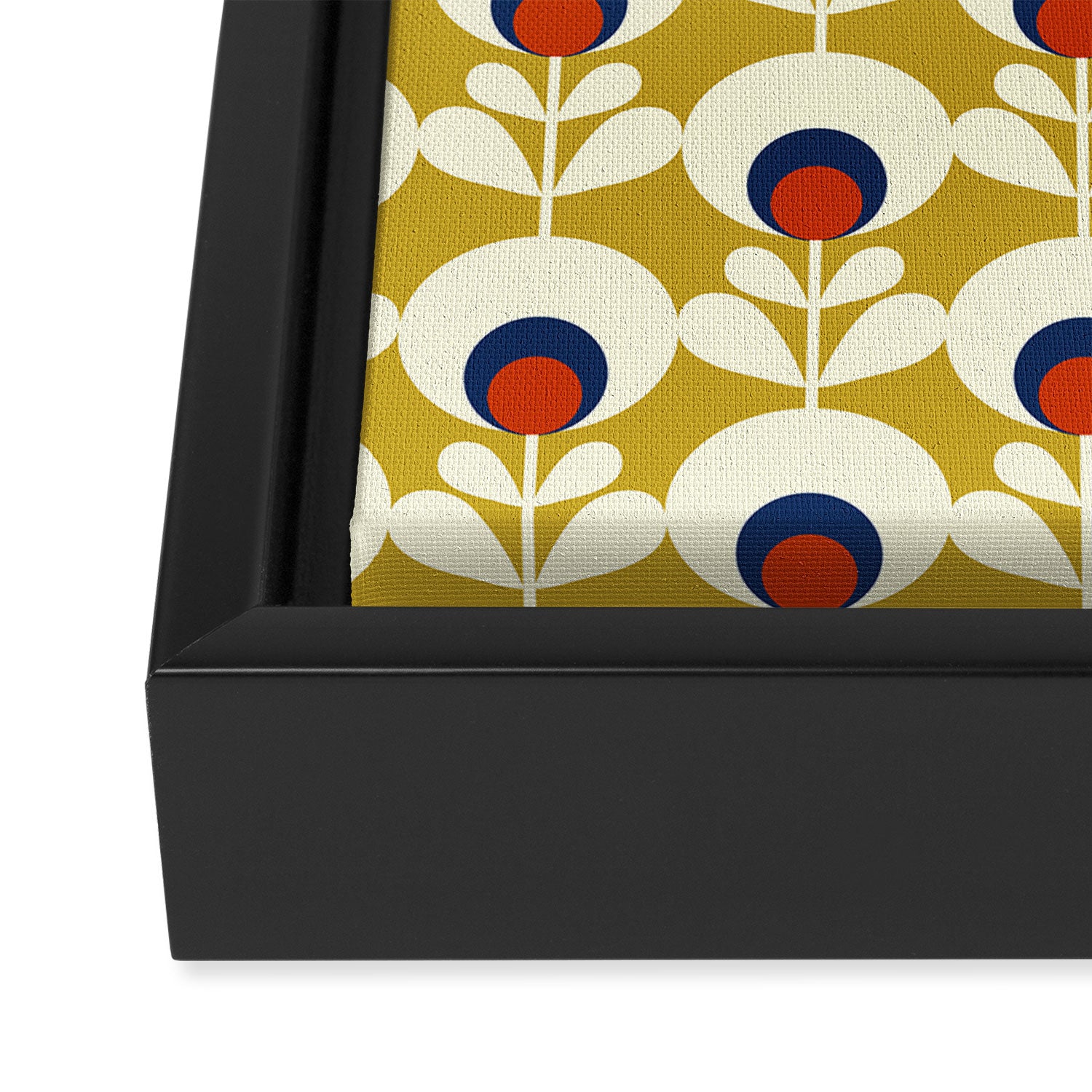 Flowers geometry mustard - retro pattern no3 Framed Canvas Print Gallery Image 3