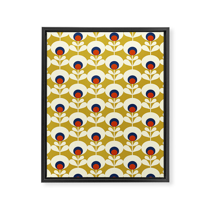 Flowers geometry mustard - retro pattern no3 Framed Canvas Print Gallery Image 8