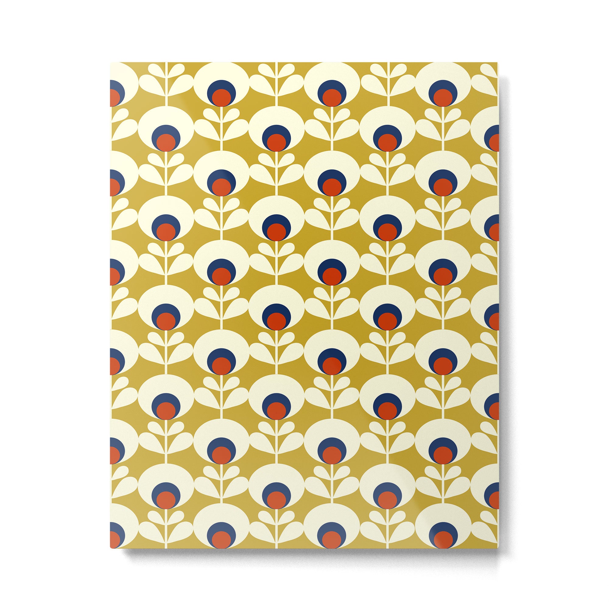 Flowers geometry mustard - retro pattern no3 Metal Print Gallery Image 6