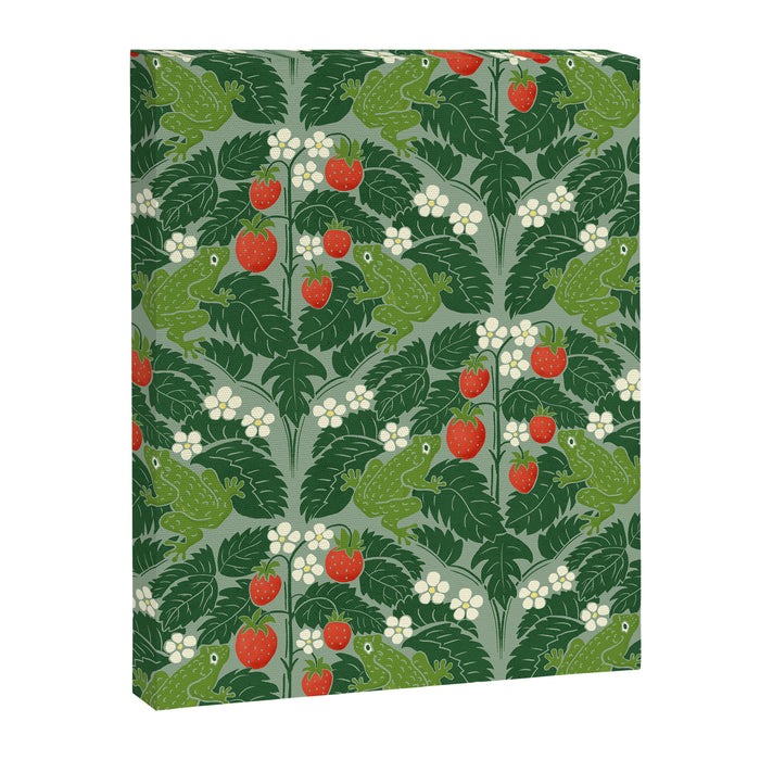 Frogs And Wild Strawberries On Pale Green Canvas Print Gallery Image 1