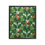Frogs And Wild Strawberries On Pale Green Framed Canvas Print Gallery Image 8