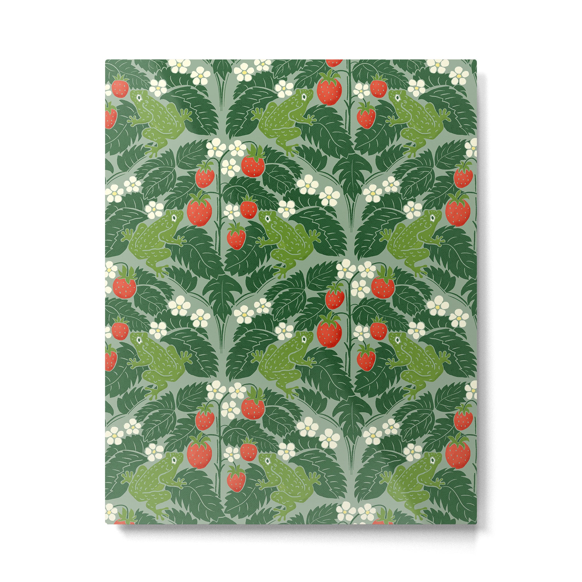 Frogs And Wild Strawberries On Pale Green Metal Print Gallery Image 6