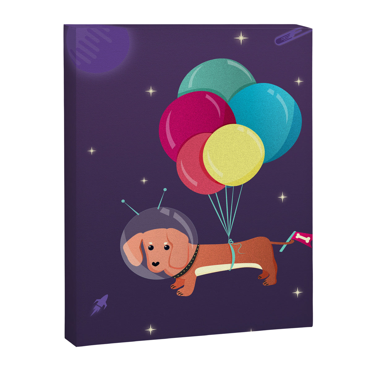 Galaxy Dog with balloons Canvas Print Gallery Image 8