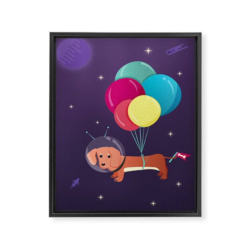 Galaxy Dog with balloons Framed Canvas Print Gallery Image 8