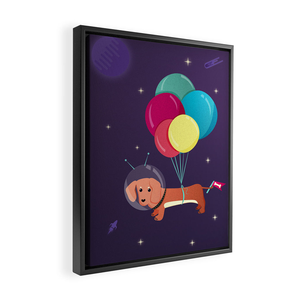 Galaxy Dog with balloons Framed Canvas Print Gallery Image 2