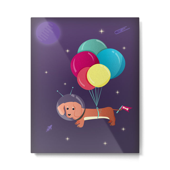 Galaxy Dog with balloons Metal Print Gallery Image 1