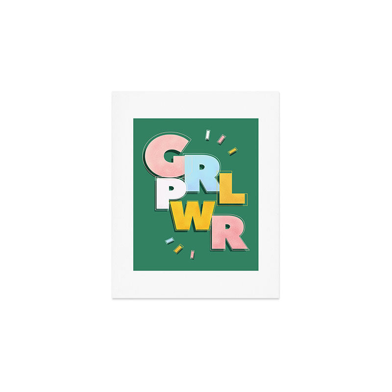 GIRL POWER - green Art Print Gallery Image 1