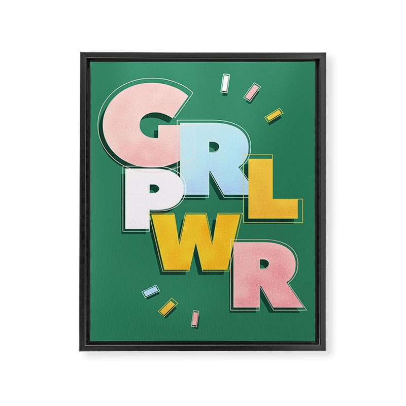 GIRL POWER - green Framed Canvas Print Gallery Image 8