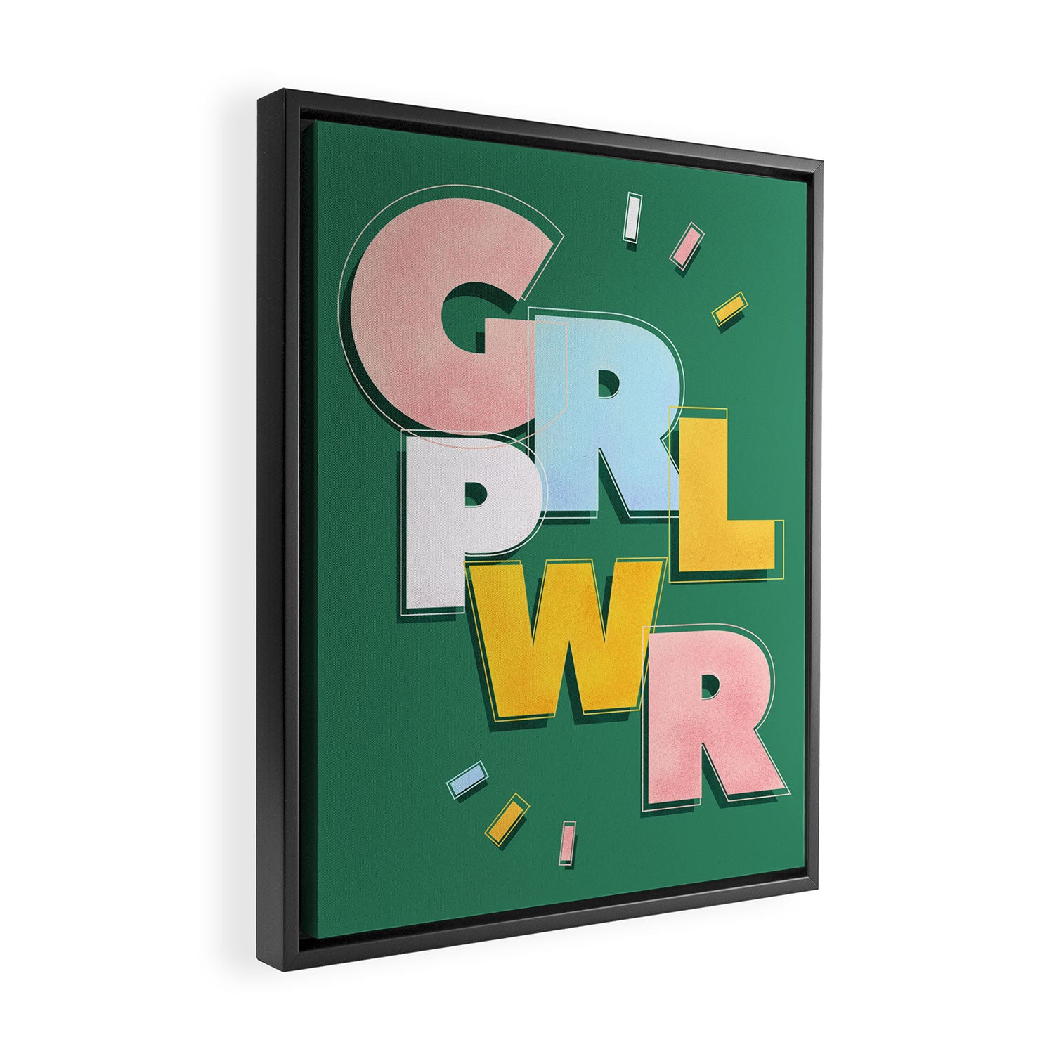 GIRL POWER - green Framed Canvas Print Gallery Image 2