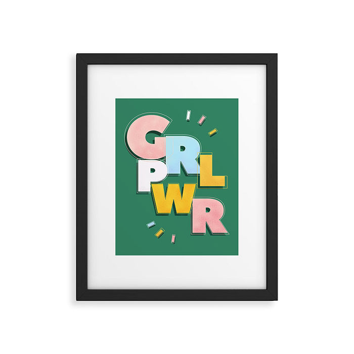 GIRL POWER - green Framed Art Print Gallery Image 1