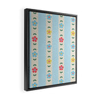 Granny Style Vintage Florals And Light Blue Stripes Framed Canvas Print Gallery Image 2