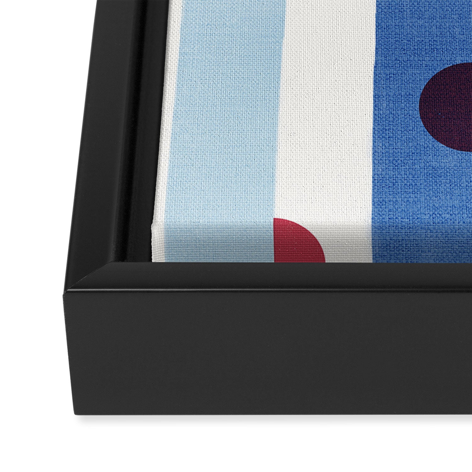 Handcrafted Blue Stripes and Red Dots Pattern Framed Canvas Print Gallery Image 3