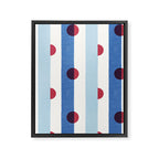 Handcrafted Blue Stripes and Red Dots Pattern Framed Canvas Print Gallery Image 8