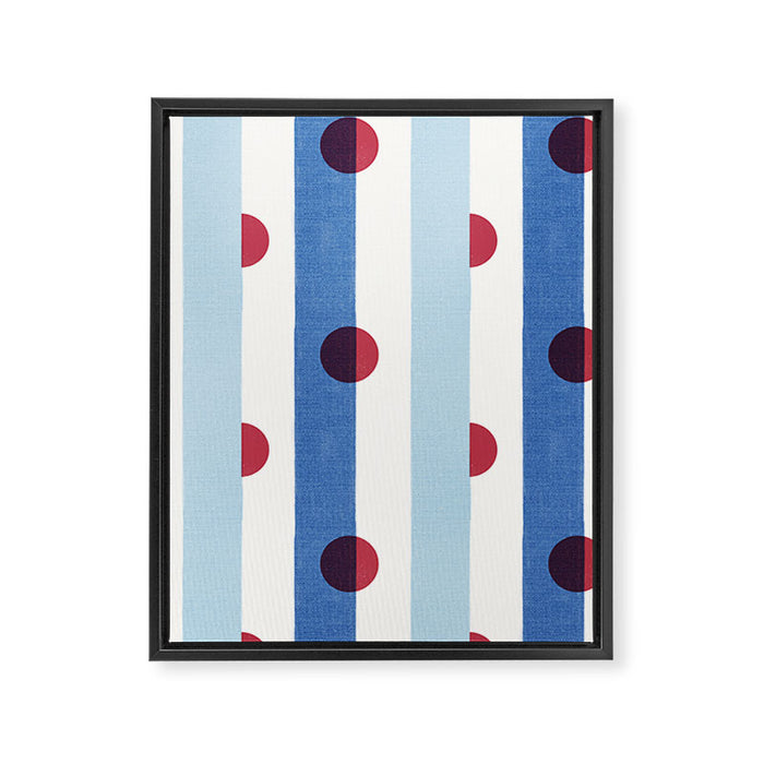 Handcrafted Blue Stripes and Red Dots Pattern Framed Canvas Print Gallery Image 1