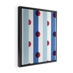 Handcrafted Blue Stripes and Red Dots Pattern Framed Canvas Print Gallery Image 2