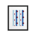 Handcrafted Blue Stripes and Red Dots Pattern Framed Art Print Gallery Image 6