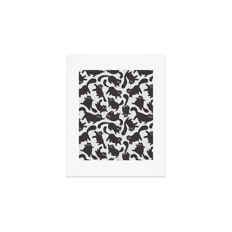 Hand-Drawn Black Cats Art Print Gallery Image 1