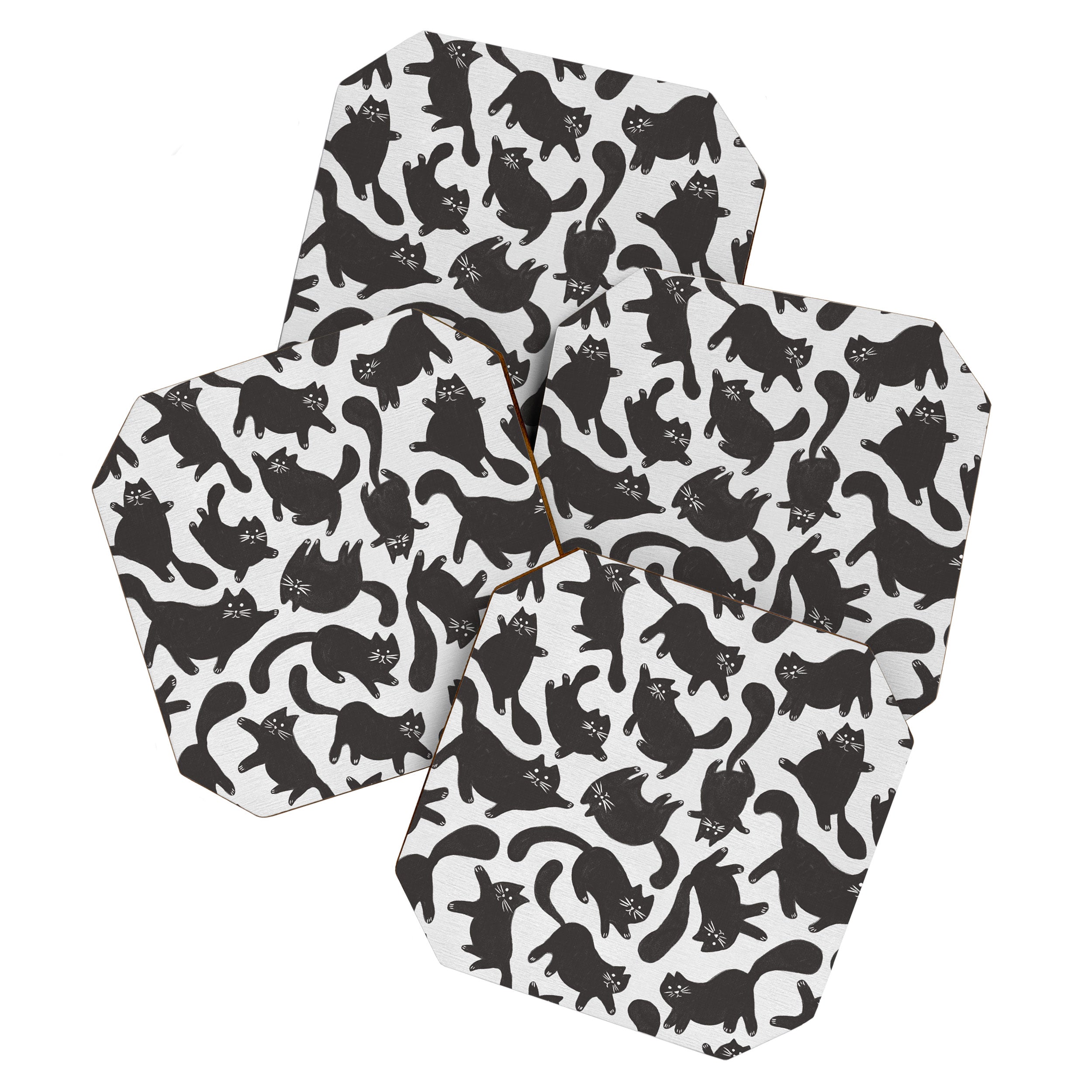 Hand-Drawn Black Cats Coaster Gallery Image 1