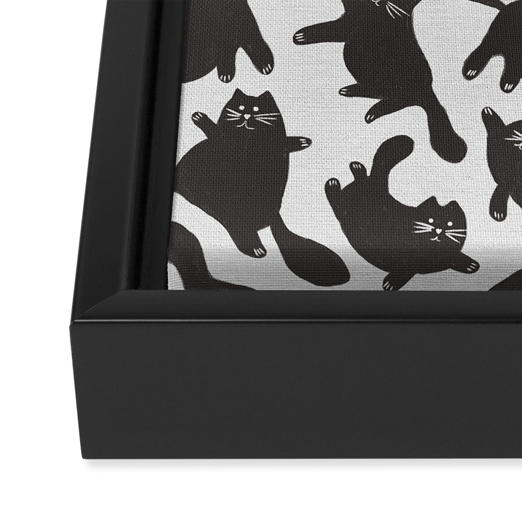 Hand-Drawn Black Cats Framed Canvas Print Gallery Image 3