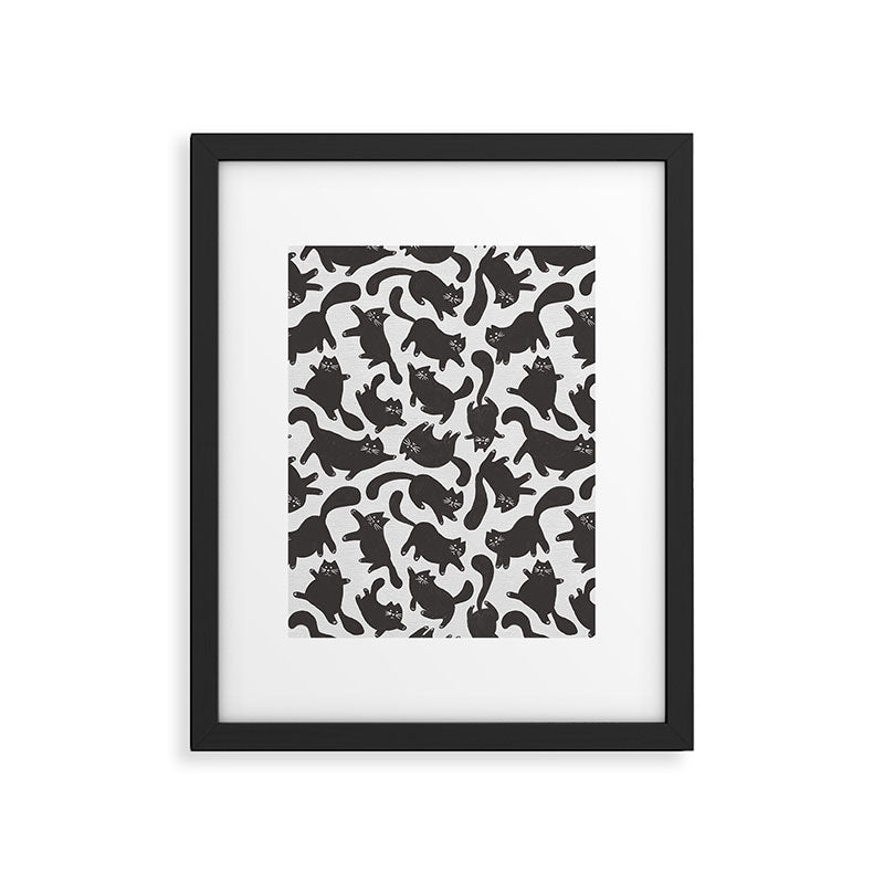 Hand-Drawn Black Cats Framed Art Print Gallery Image 6