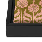 Hand-Drawn Pink And Olive Green Botanical Floral Pattern Framed Canvas Print Gallery Image 3