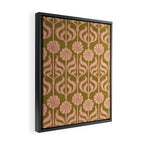 Hand-Drawn Pink And Olive Green Botanical Floral Pattern Framed Canvas Print Gallery Image 2