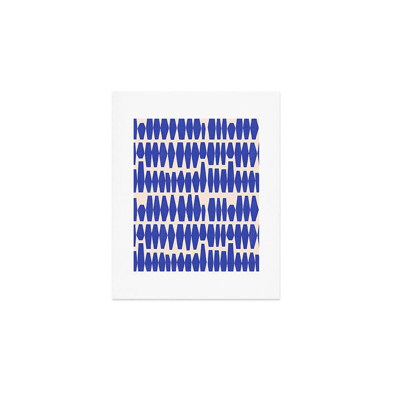 Handrawn Geometric Blue Pattern Art Print Gallery Image 1