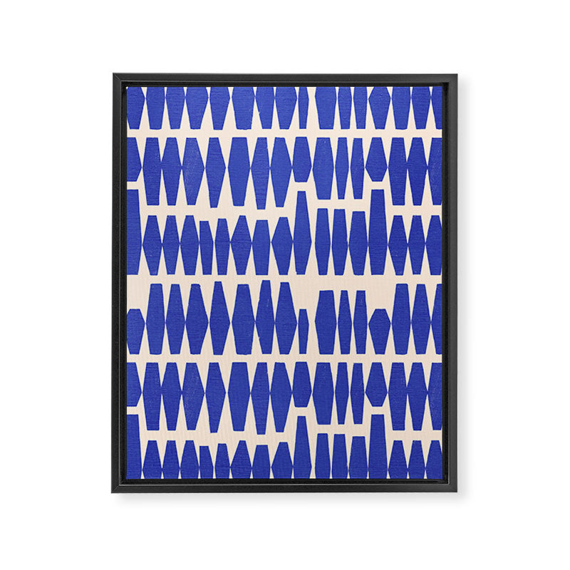 Handrawn Geometric Blue Pattern Framed Canvas Print Gallery Image 8