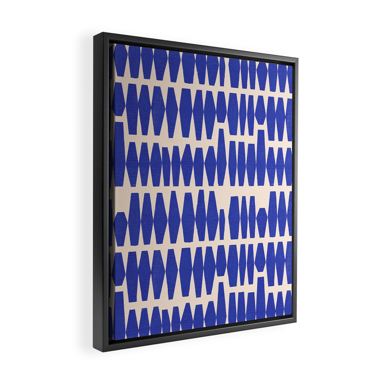 Handrawn Geometric Blue Pattern Framed Canvas Print Gallery Image 2