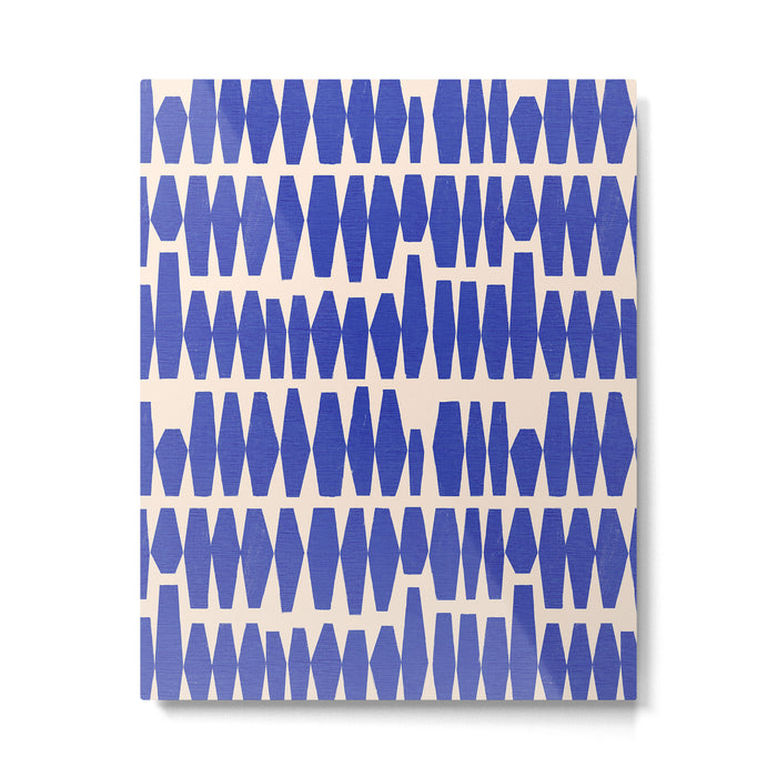 Handrawn Geometric Blue Pattern Metal Print Gallery Image 1