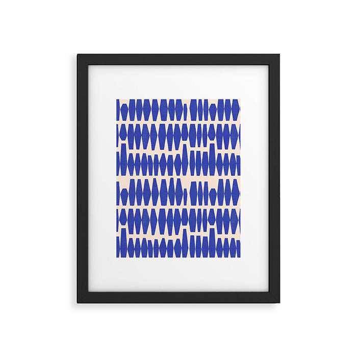 Handrawn Geometric Blue Pattern Framed Art Print Gallery Image 1