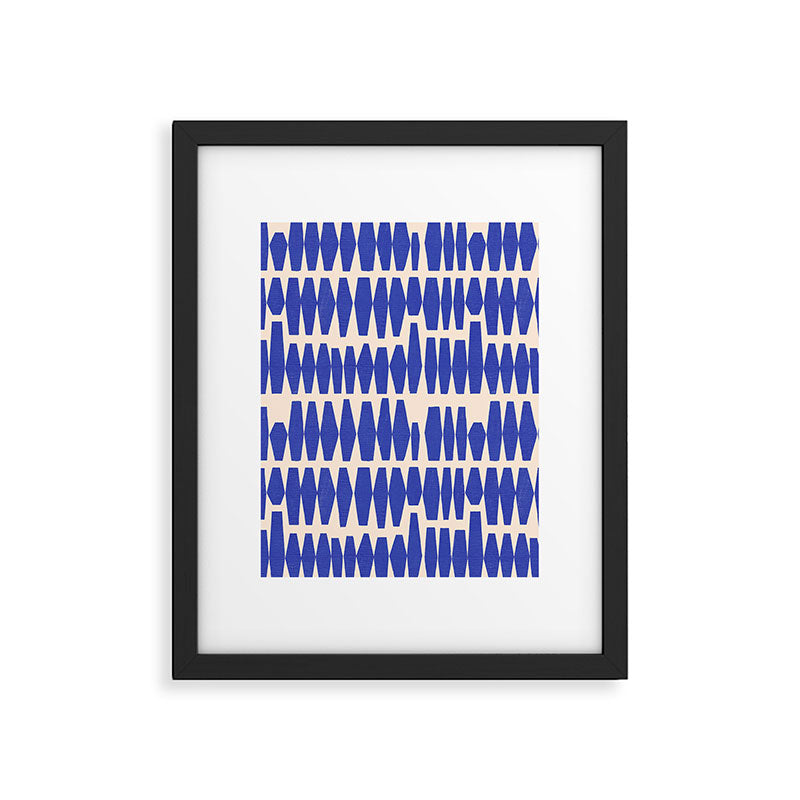 Handrawn Geometric Blue Pattern Framed Art Print Gallery Image 6