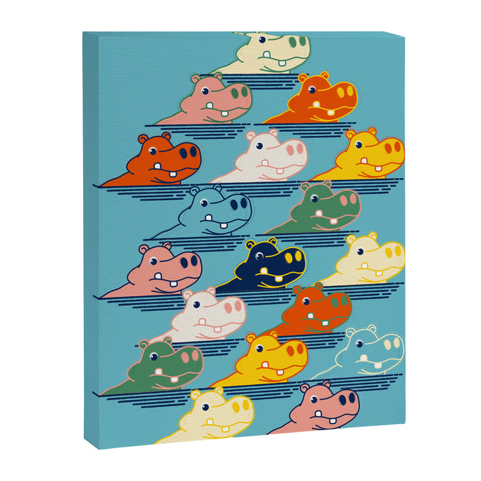 Happy Hippo Family Canvas Print Gallery Image 1