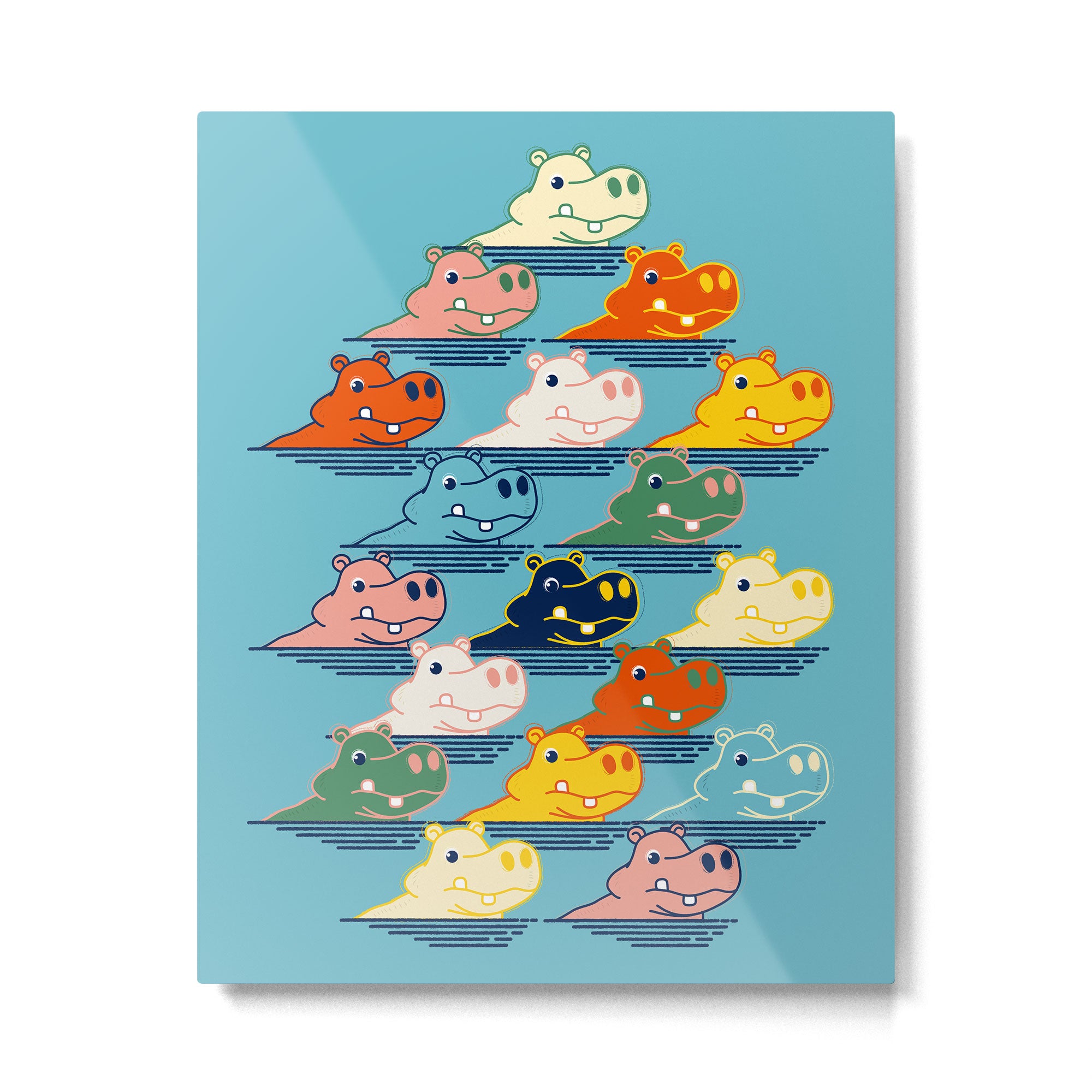 Happy Hippo Family Metal Print Gallery Image 6