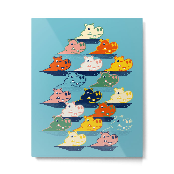 Happy Hippo Family Metal Print Gallery Image 1