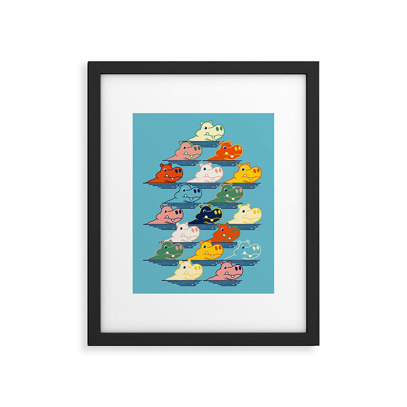 Happy Hippo Family Framed Art Print Gallery Image 6