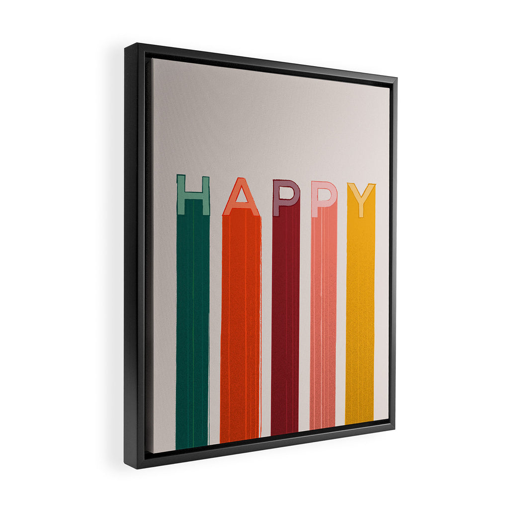 Happy Letters in Retro Colors Framed Canvas Print Gallery Image 2