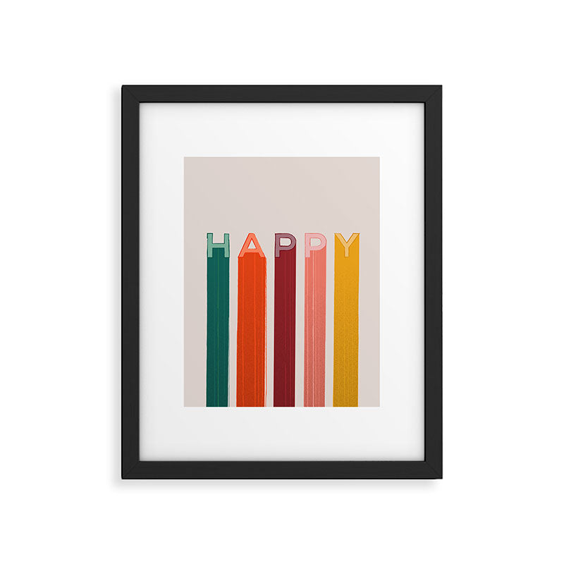 Happy Letters in Retro Colors Framed Art Print Gallery Image 4