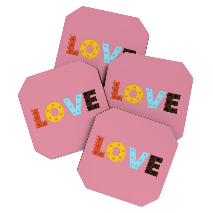 Happy LOVE - typography Coaster Gallery Image 1