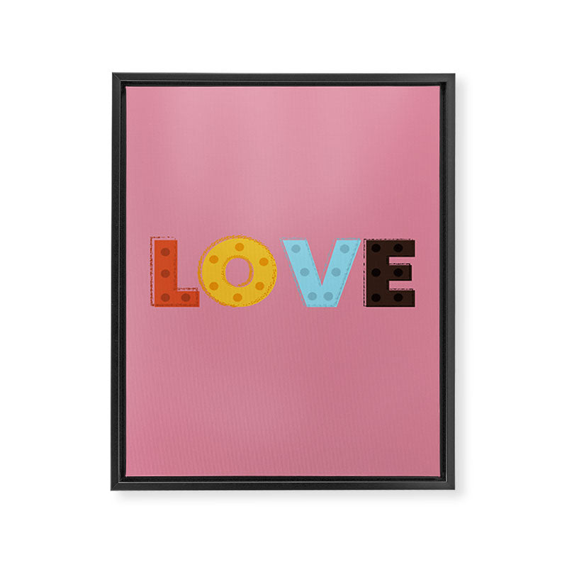 Happy LOVE - typography Framed Canvas Print Gallery Image 8