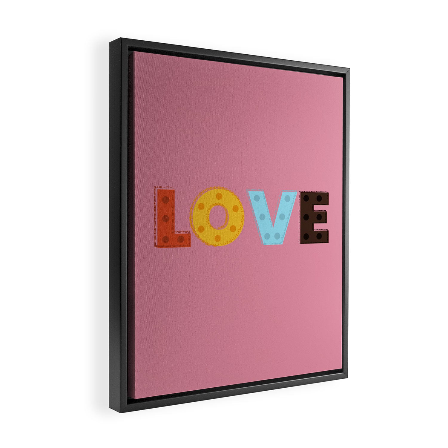 Happy LOVE - typography Framed Canvas Print Gallery Image 2