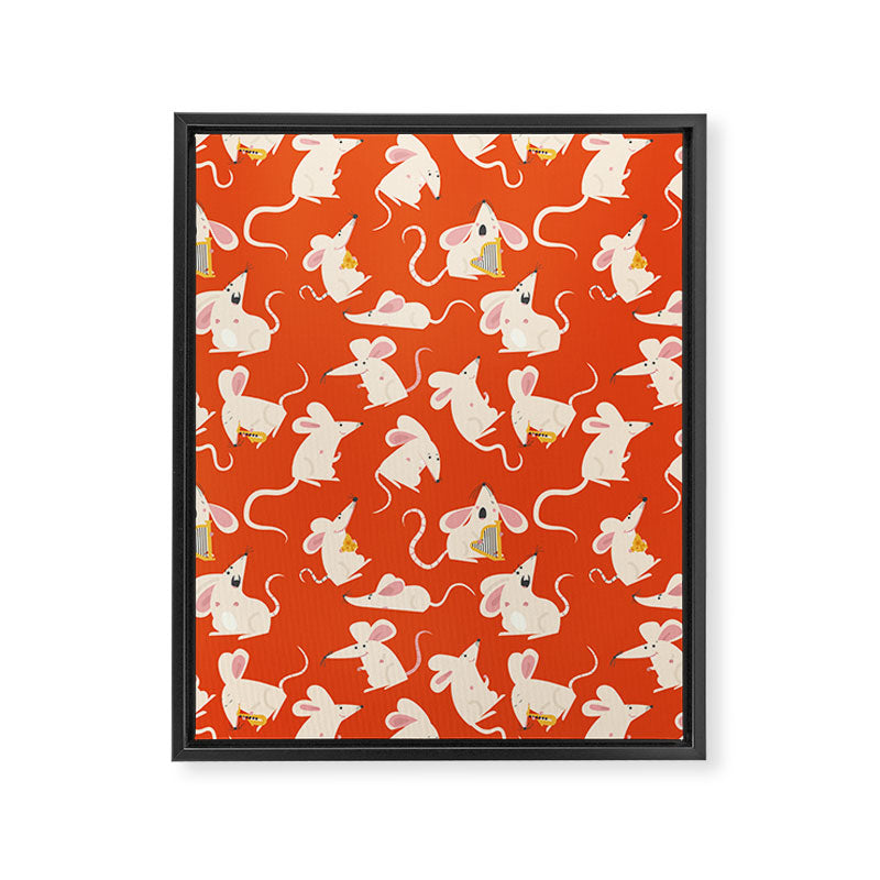 Happy mice pattern Framed Canvas Print Gallery Image 8