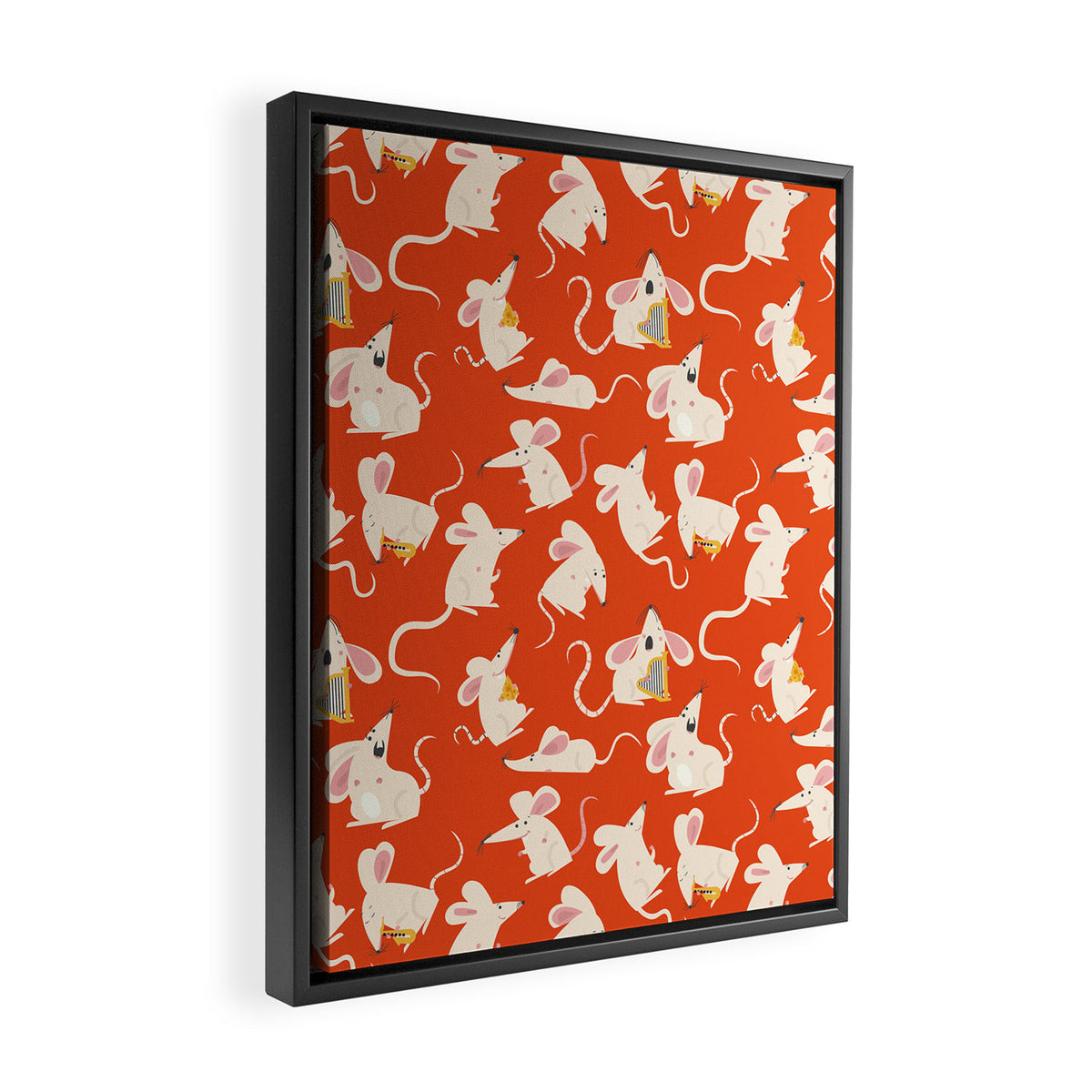 Happy mice pattern Framed Canvas Print Gallery Image 2