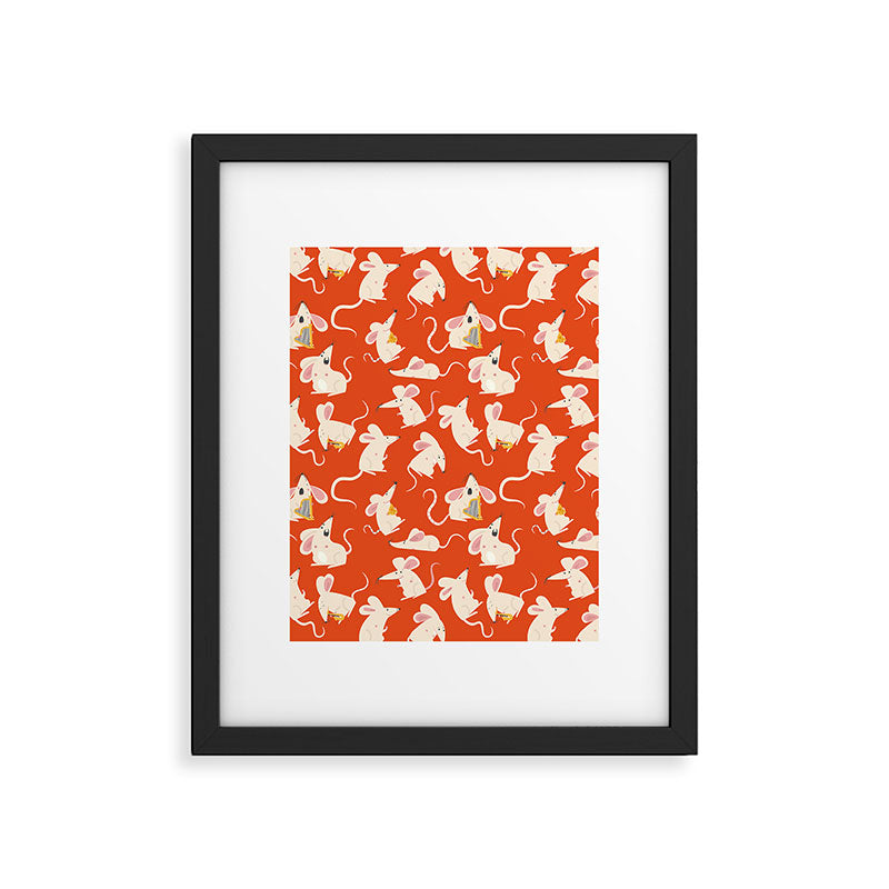 Happy mice pattern Framed Art Print Gallery Image 6