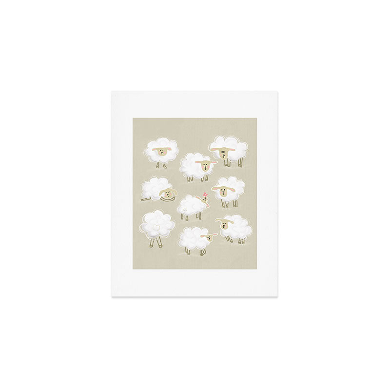 Herd of sheep Art Print Gallery Image 1