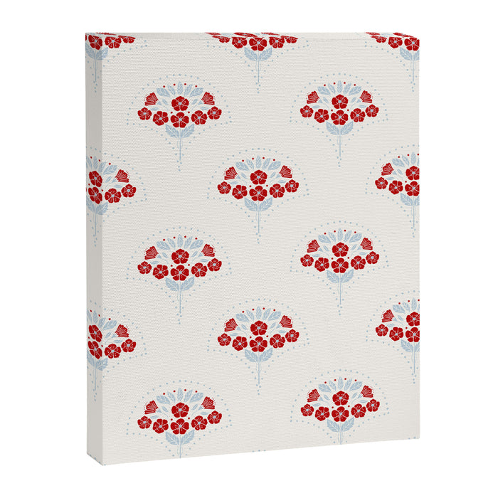 Heritage-Inspired Red and Blue Flowers Canvas Print Gallery Image 1