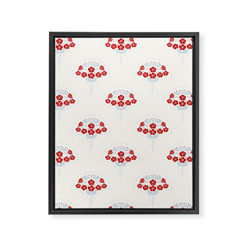 Heritage-Inspired Red and Blue Flowers Framed Canvas Print Gallery Image 8