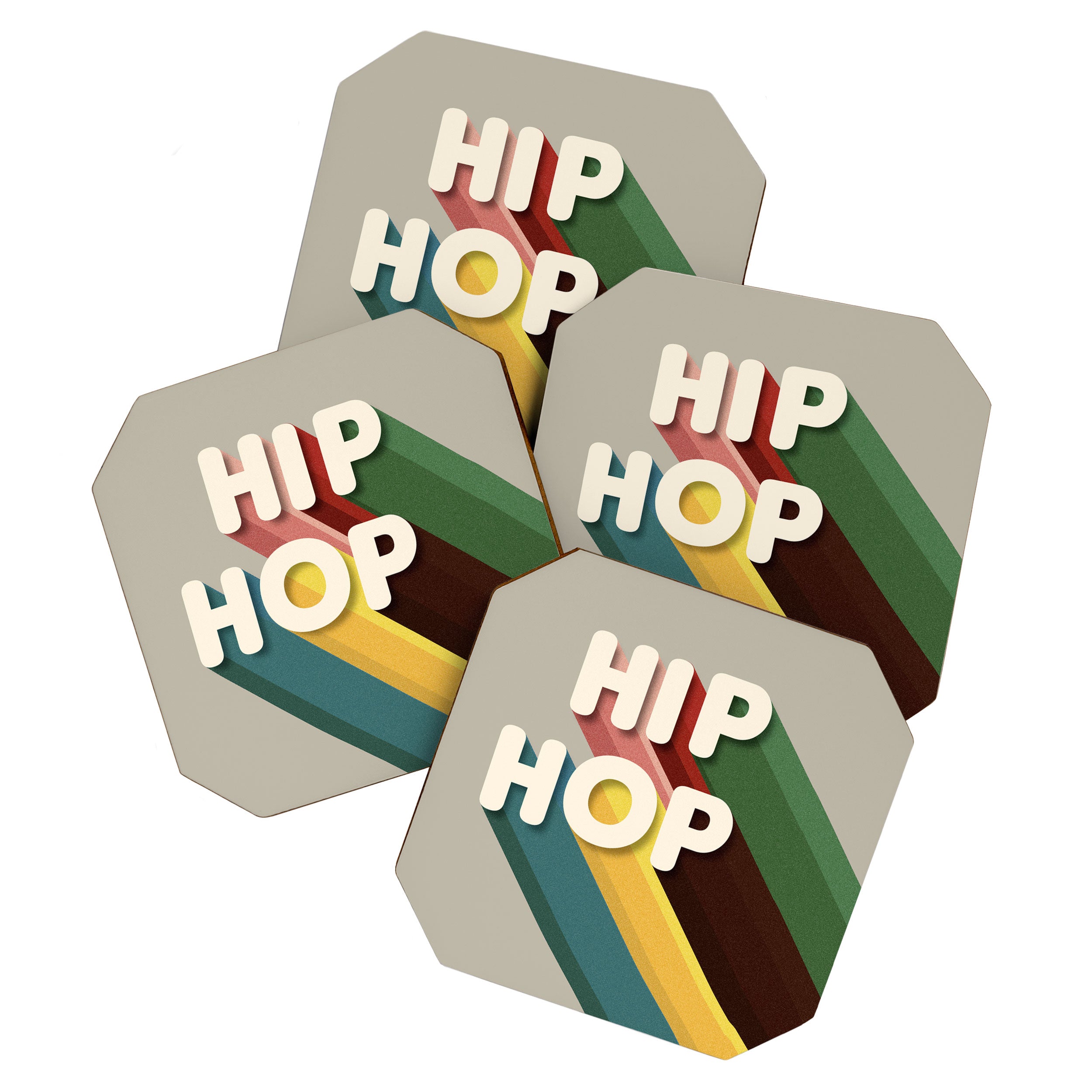HIP HOP - retro typography Coaster Gallery Image 1