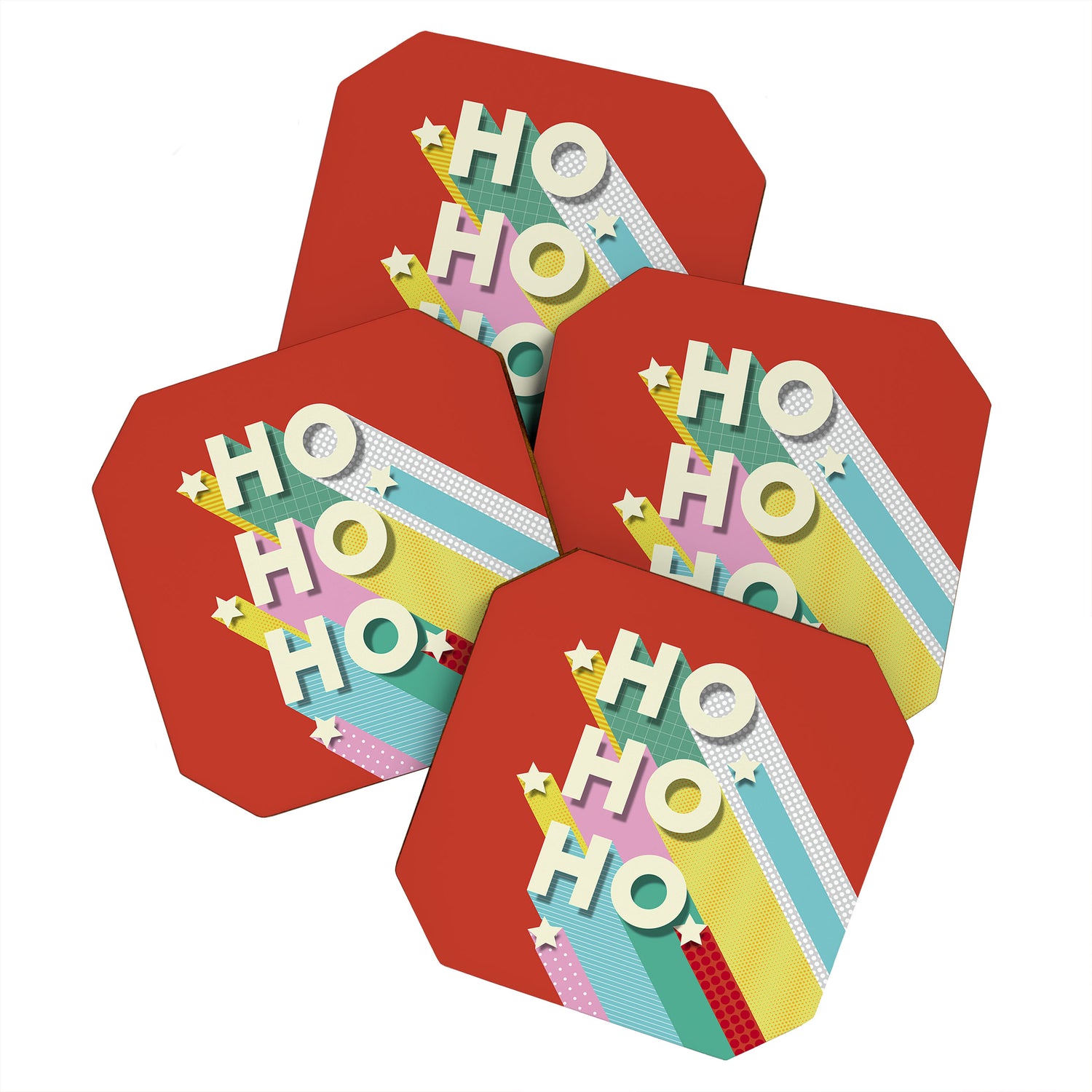 Ho Ho Ho Christmas typography Coaster Gallery Image 1